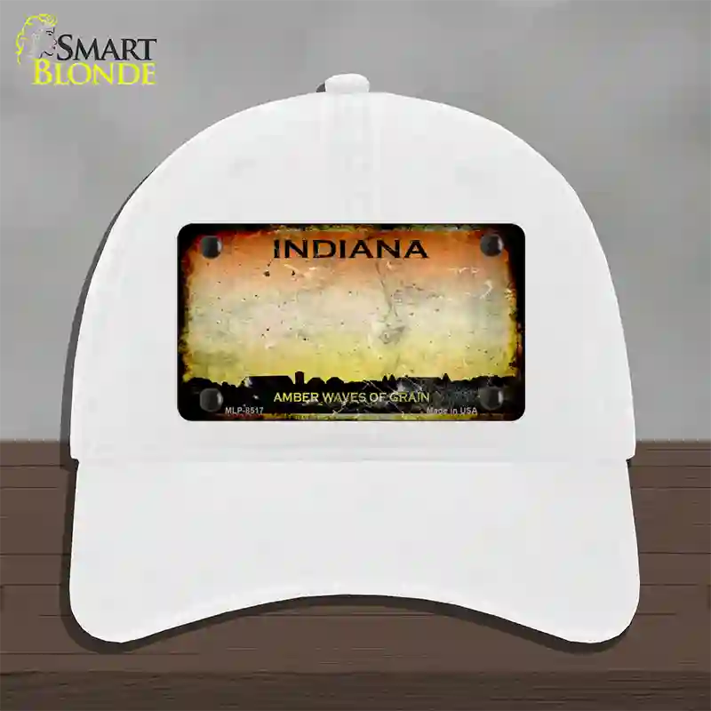 Indiana Rusty State Novelty License Plate Hat Unconstructed Cotton / White