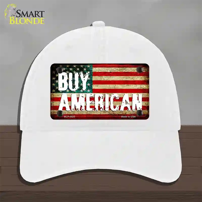 Buy American Novelty License Plate Hat Unconstructed Cotton / White