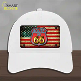 American Route 66 Neon Novelty License Plate Hat Unconstructed Cotton / White