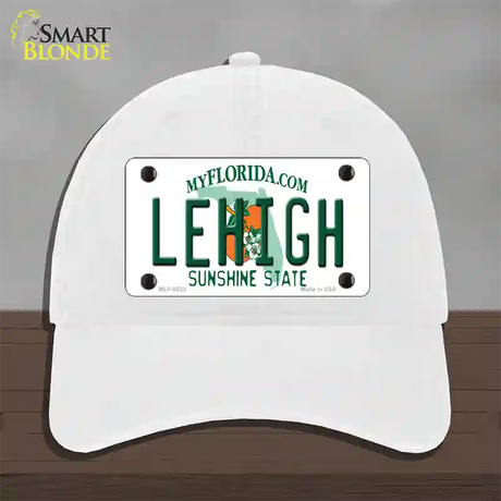 Lehigh FL Novelty License Plate Hat Unconstructed Cotton / White