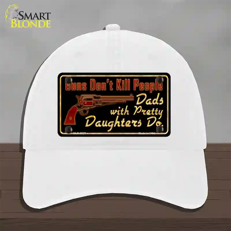 Guns Dont Kill People Novelty License Plate Hat Unconstructed Cotton / White