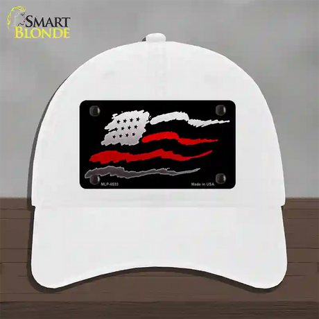 Thin Red Line Flag Novelty License Plate Hat Unconstructed Cotton / White