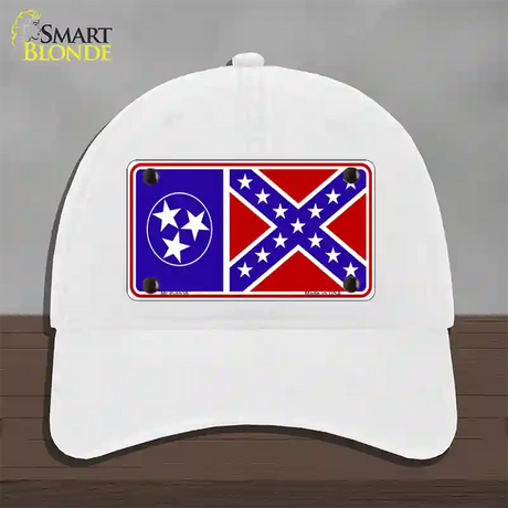 Confederate Flag Tennessee Novelty License Plate Hat Unconstructed Cotton / White