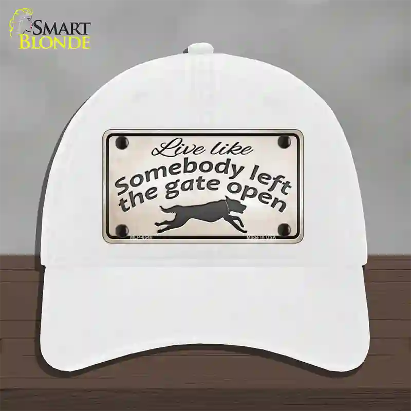 Gate Open Novelty License Plate Hat Unconstructed Cotton / White