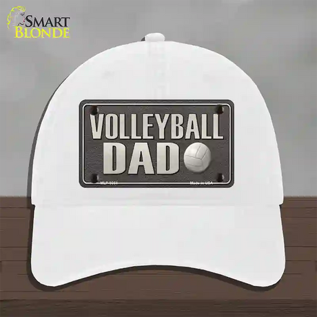 Volleyball Dad Novelty License Plate Hat Unconstructed Cotton / White