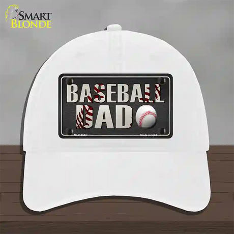 Baseball Dad Novelty License Plate Hat Unconstructed Cotton / White