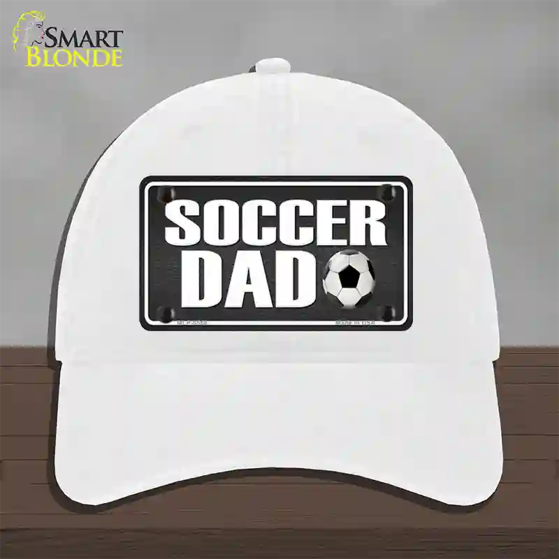 Soccer Dad Novelty License Plate Hat Unconstructed Cotton / White