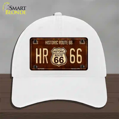 Historic Route 66 Vintage Novelty License Plate Hat Unconstructed Cotton / White