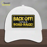 Back Off Road Rage Novelty License Plate Hat Unconstructed Cotton / White