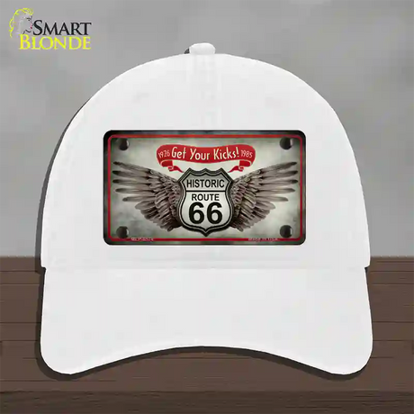 Get Your Kicks Novelty License Plate Hat Unconstructed Cotton / White