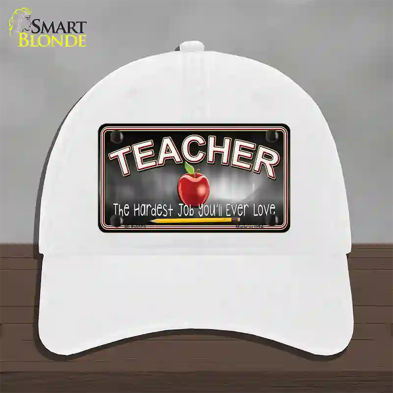 Teacher Novelty License Plate Hat Unconstructed Cotton / White