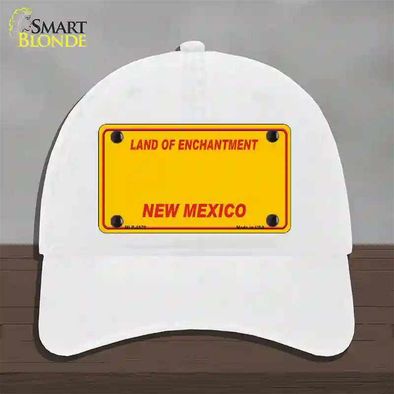 New Mexico Yellow Novelty License Plate Hat Unconstructed Cotton / White