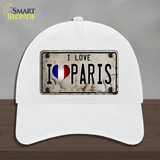 I Love Paris Novelty License Plate Hat Unconstructed Cotton / White