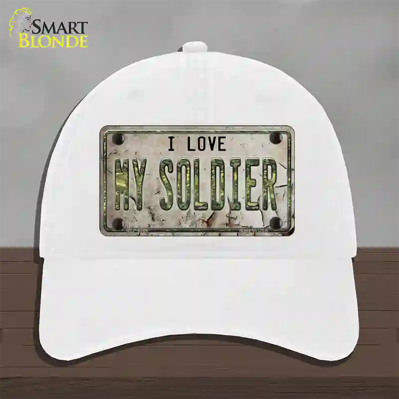 I Love My Solider Novelty License Plate Hat Unconstructed Cotton / White