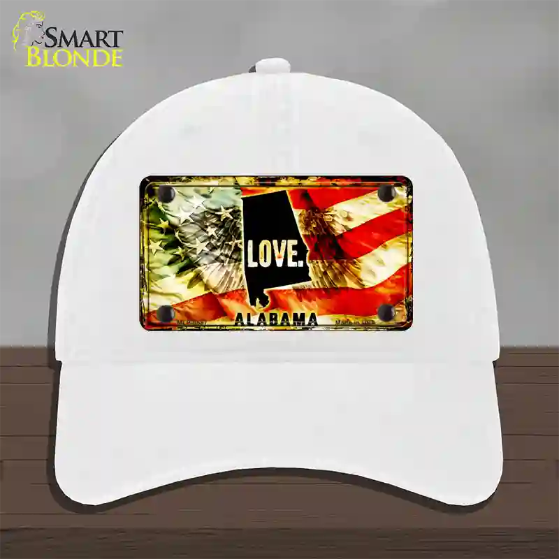 Alabama Love Novelty License Plate Hat Unconstructed Cotton / White