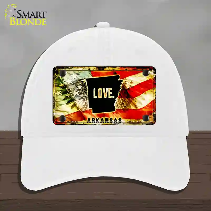 Arkansas Love Novelty License Plate Hat Unconstructed Cotton / White