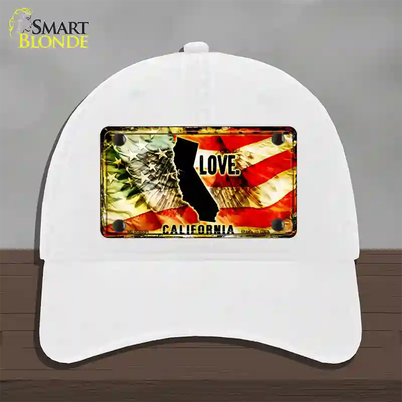 California Love Novelty License Plate Hat Unconstructed Cotton / White