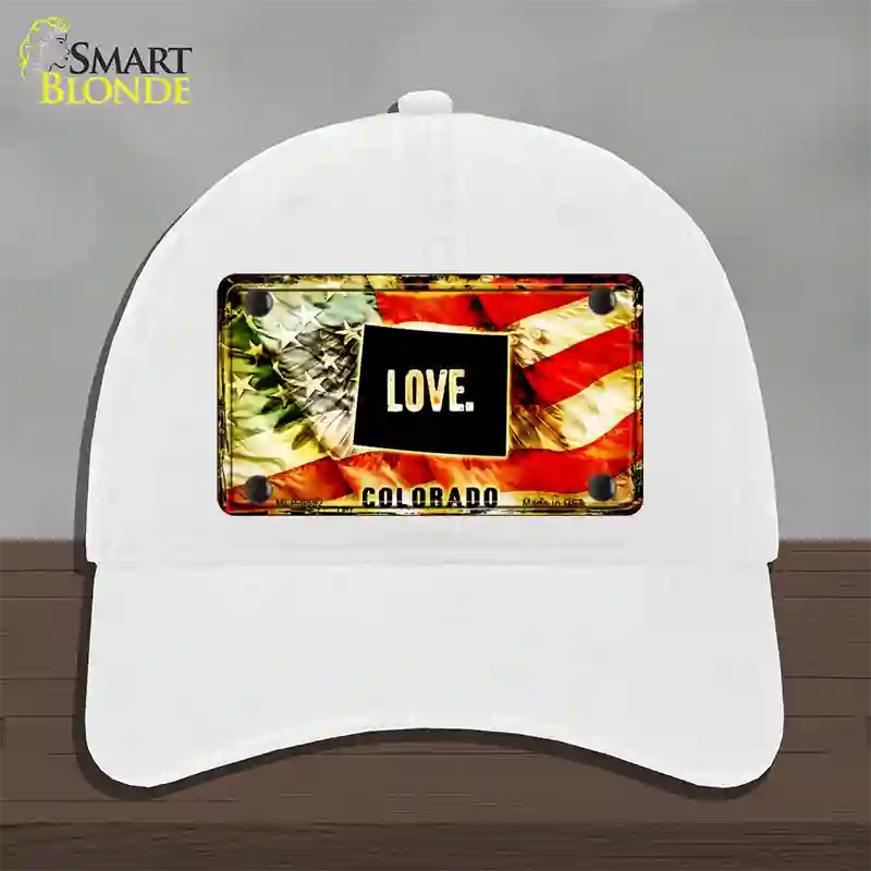 Colorado Love Novelty License Plate Hat Unconstructed Cotton / White