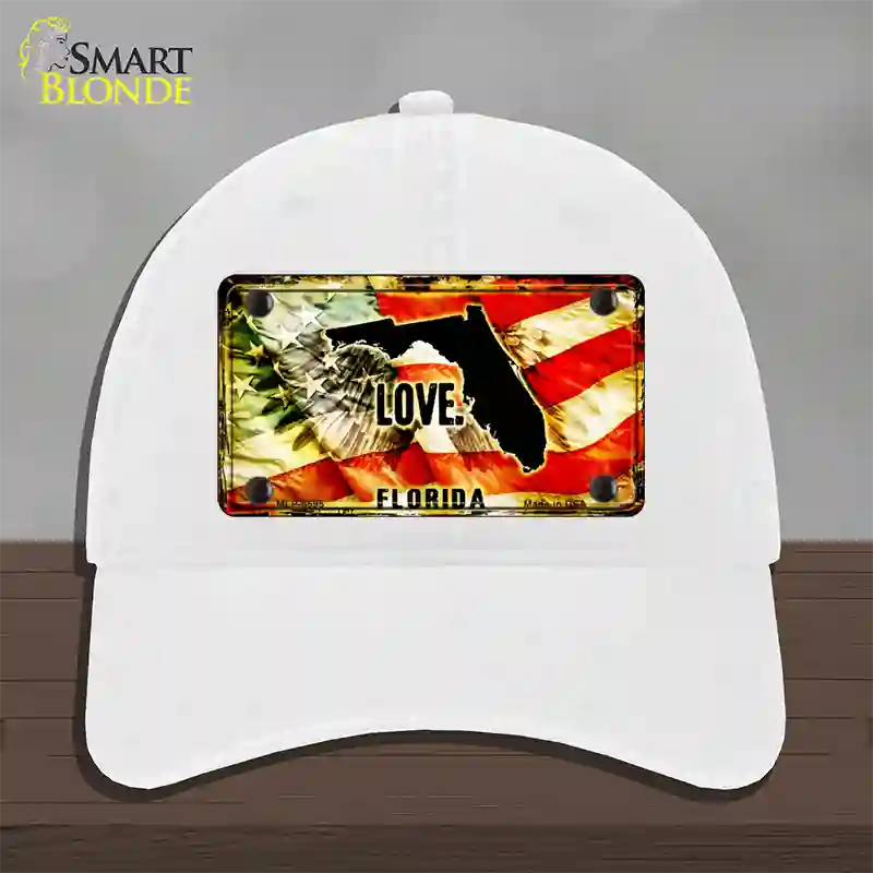 Florida Love Novelty License Plate Hat Unconstructed Cotton / White