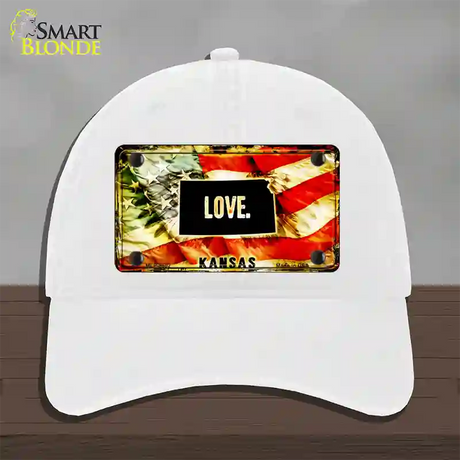 Kansas Love Novelty License Plate Hat Unconstructed Cotton / White