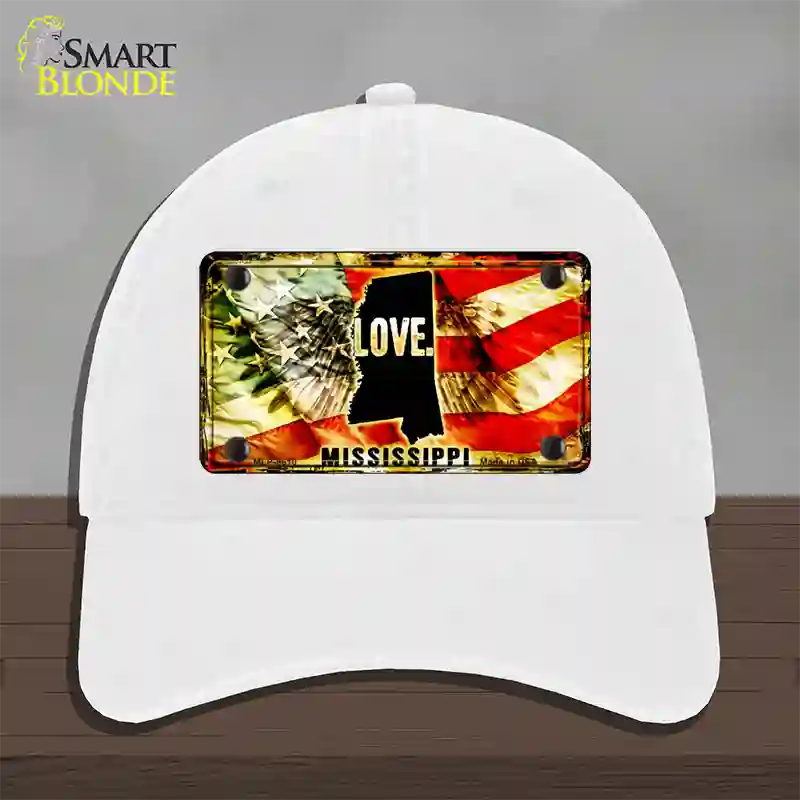 Mississippi Love Novelty License Plate Hat Unconstructed Cotton / White