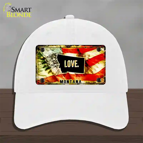 Montana Love Novelty License Plate Hat Unconstructed Cotton / White