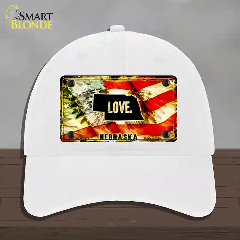 Nebraska Love Novelty License Plate Hat Unconstructed Cotton / White