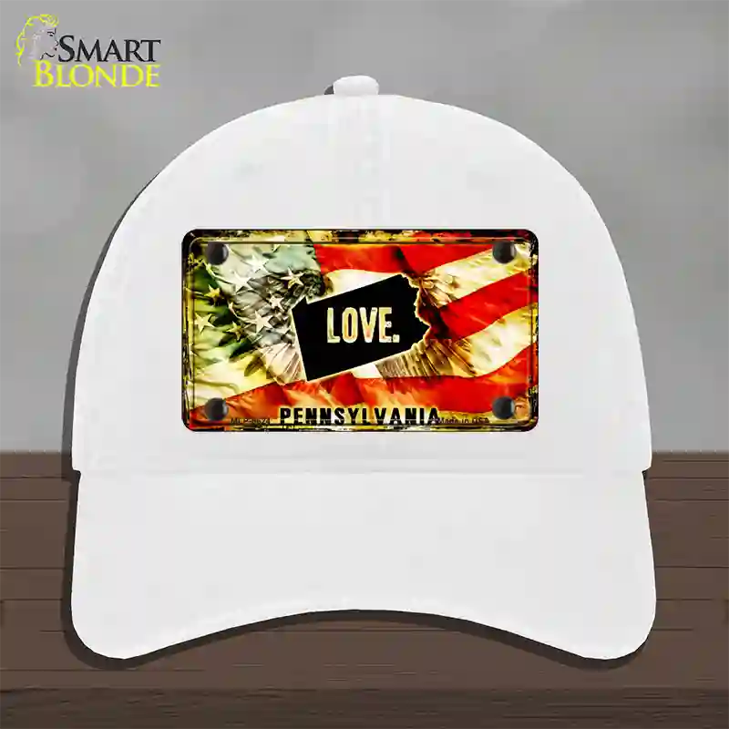 Pennsylvania Love Novelty License Plate Hat Unconstructed Cotton / White