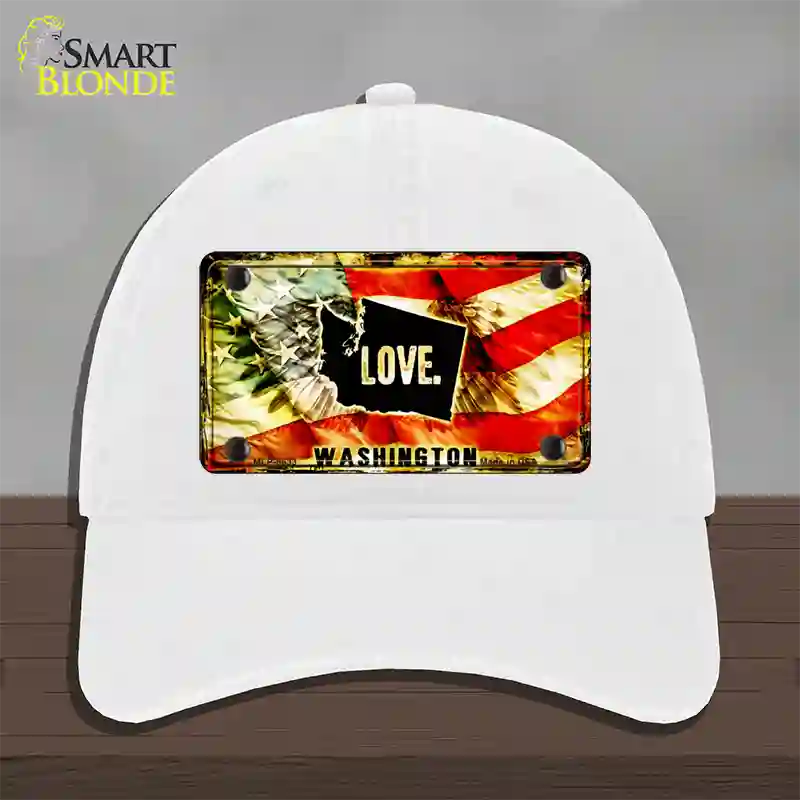 Washington Love Novelty License Plate Hat Unconstructed Cotton / White