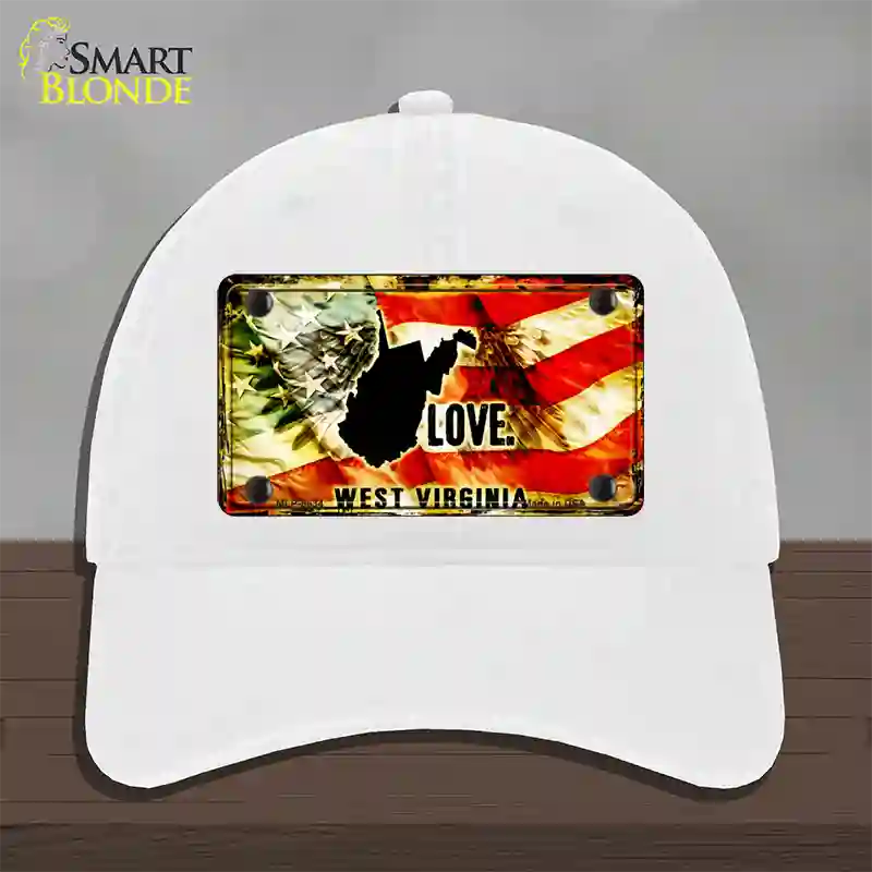 West Virginia Love Novelty License Plate Hat Unconstructed Cotton / White