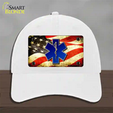 EMT Logo With USA Flag Novelty License Plate Hat Unconstructed Cotton / White