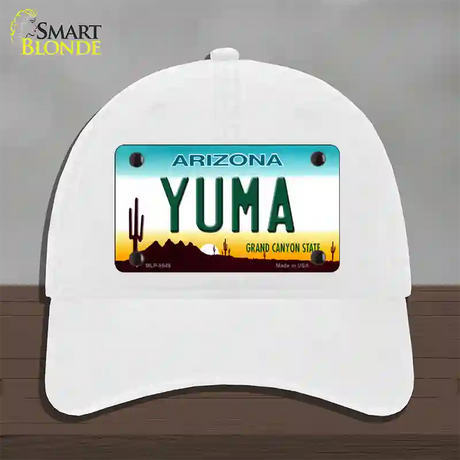 Yuma Arizona Novelty License Plate Hat Unconstructed Cotton / White