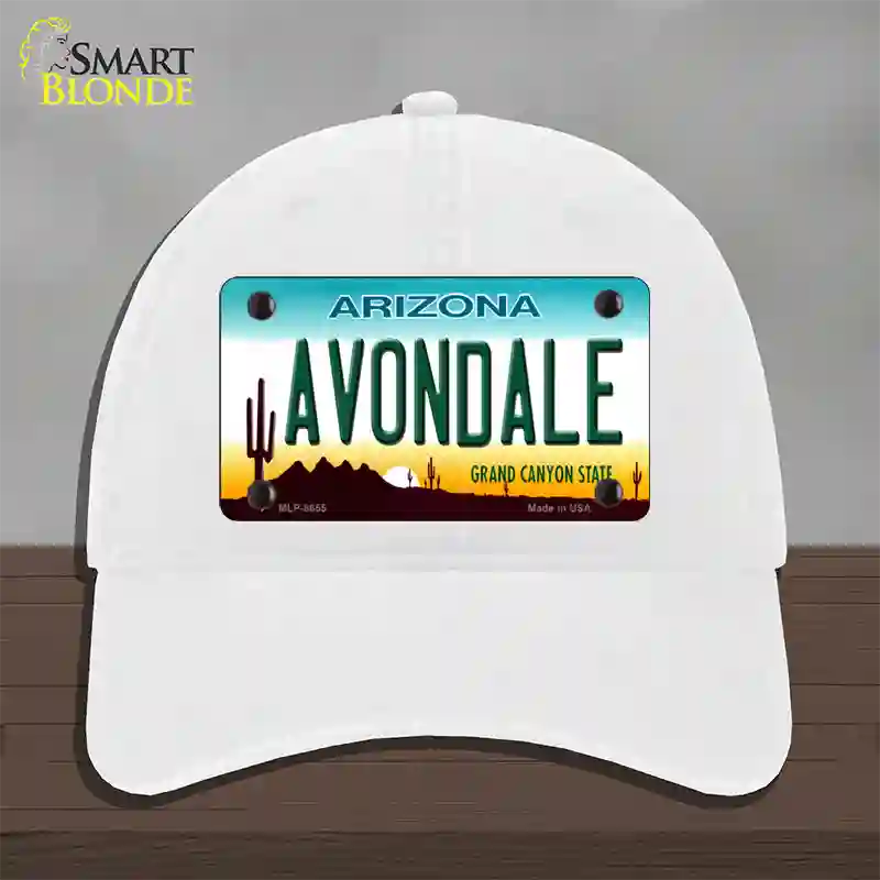 Avondale Arizona Novelty License Plate Hat Unconstructed Cotton / White