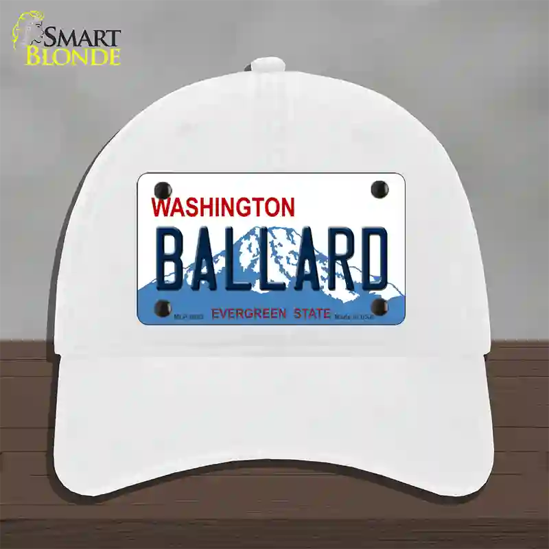 Ballard Washington Novelty License Plate Hat Unconstructed Cotton / White