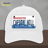 Capital Hill Washington Novelty License Plate Hat Unconstructed Cotton / White