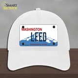 Leed Washington Novelty License Plate Hat Unconstructed Cotton / White