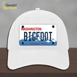 Bigfoot Washington Novelty License Plate Hat Unconstructed Cotton / White