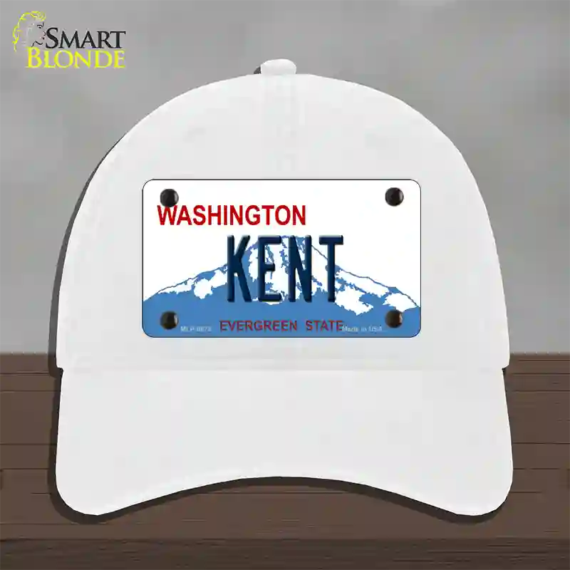 Kent Washington Novelty License Plate Hat Unconstructed Cotton / White