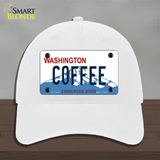 Coffee Washington Novelty License Plate Hat Unconstructed Cotton / White