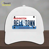 Bell Town Washington Novelty License Plate Hat Unconstructed Cotton / White