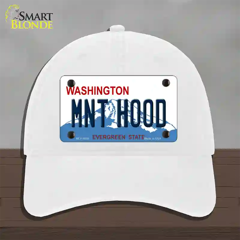 MNT Hood Washington Novelty License Plate Hat Unconstructed Cotton / White