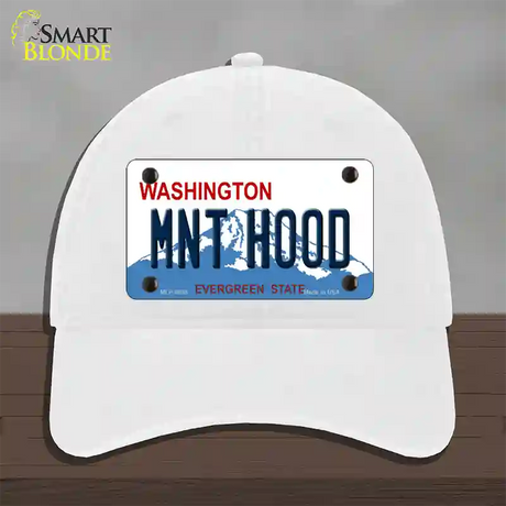 MNT Hood Washington Novelty License Plate Hat Unconstructed Cotton / White