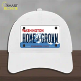 Home Grown Washington Novelty License Plate Hat Unconstructed Cotton / White