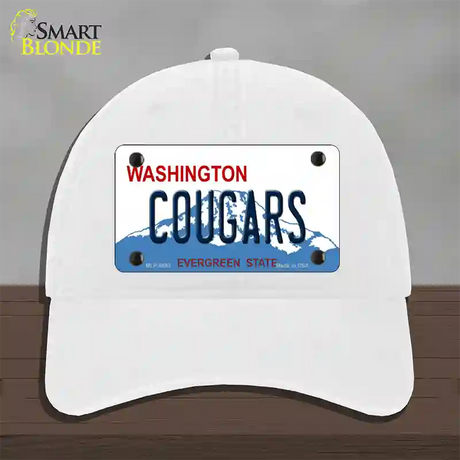 Cougars Washington Novelty License Plate Hat Unconstructed Cotton / White