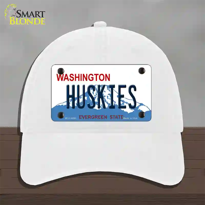 Huskies Washington Novelty License Plate Hat Unconstructed Cotton / White