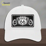 Route 66 With Bikes Novelty License Plate Hat Unconstructed Cotton / White