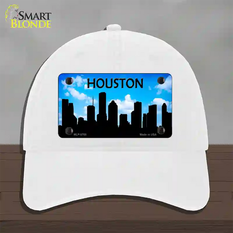 Houston Silhouette Novelty License Plate Hat Unconstructed Cotton / White