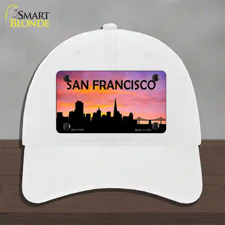 San Francisco Silhouette Novelty License Plate Hat Unconstructed Cotton / White