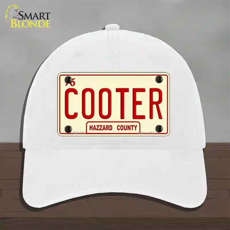 Cooter Novelty License Plate Hat Unconstructed Cotton / White