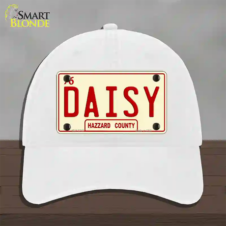 Daisy Novelty License Plate Hat Unconstructed Cotton / White